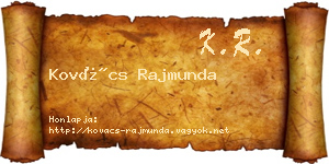 Kovács Rajmunda névjegykártya